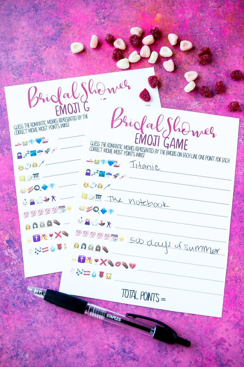 Free Printable Bridal Shower Emoji Game