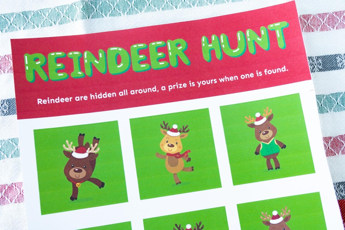 Reindeer hunt game sheet