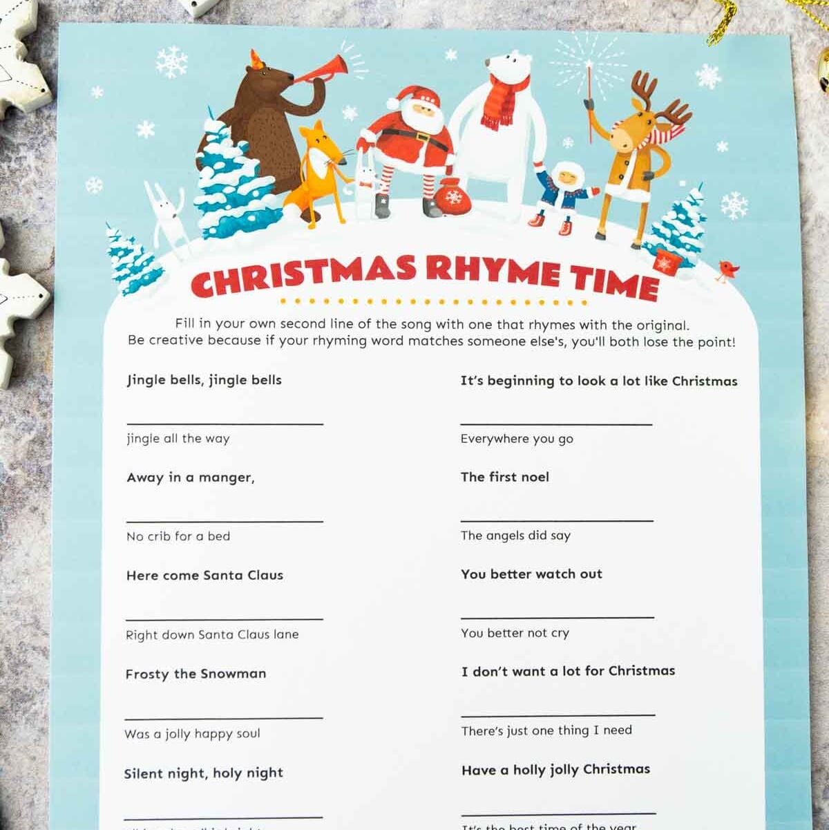 Christmas Rhyme Time Game