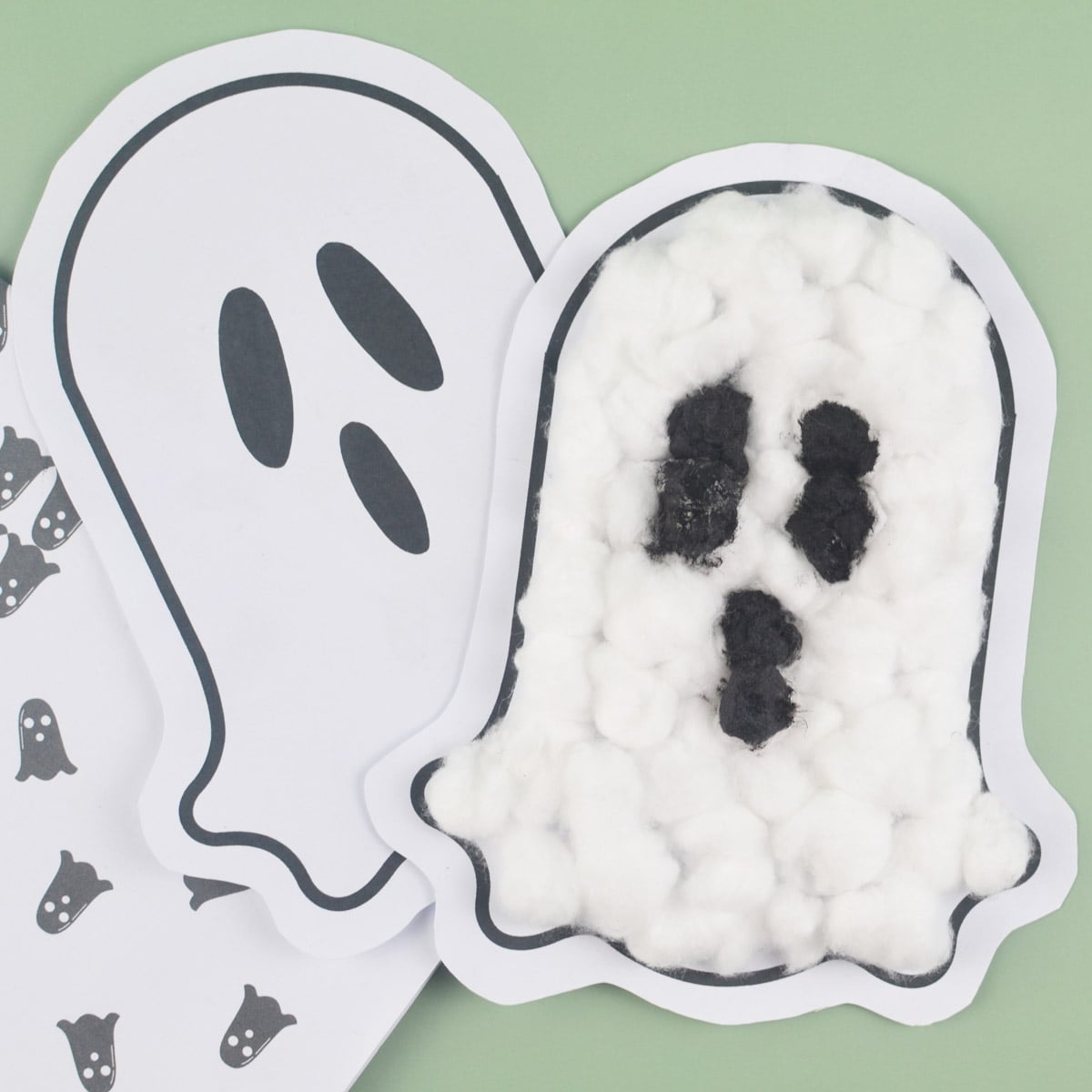 Fluffy Ghost Craft for Kids with Free Template