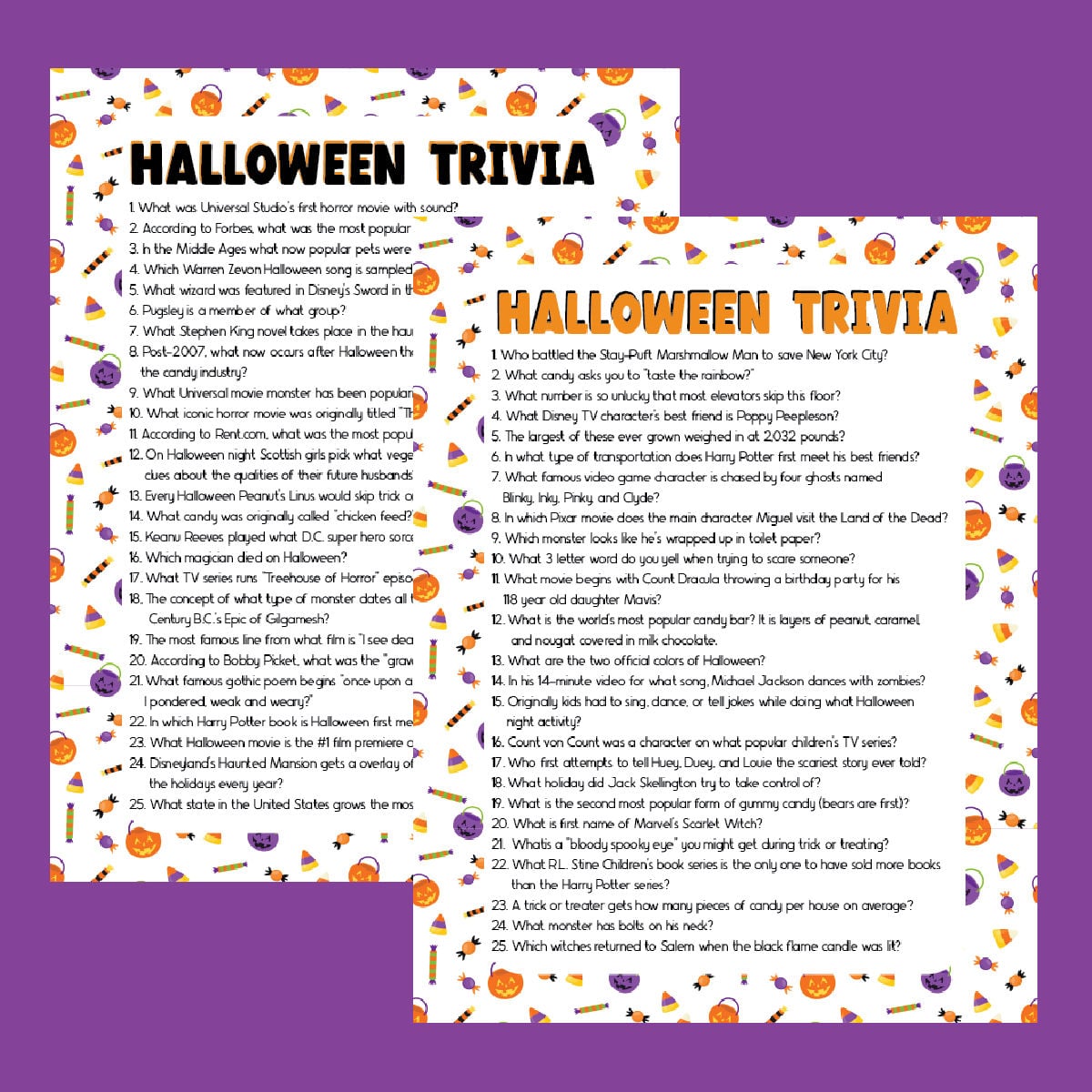 75+ Halloween Trivia Questions & Printable Game