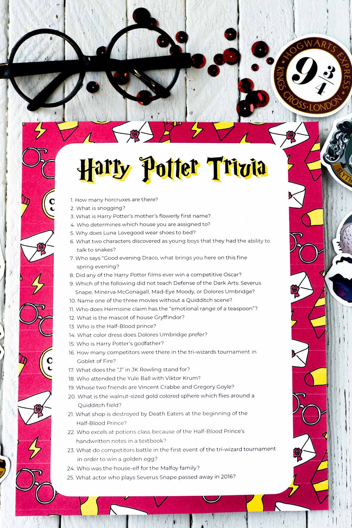 Free Printable Harry Potter Trivia Questions