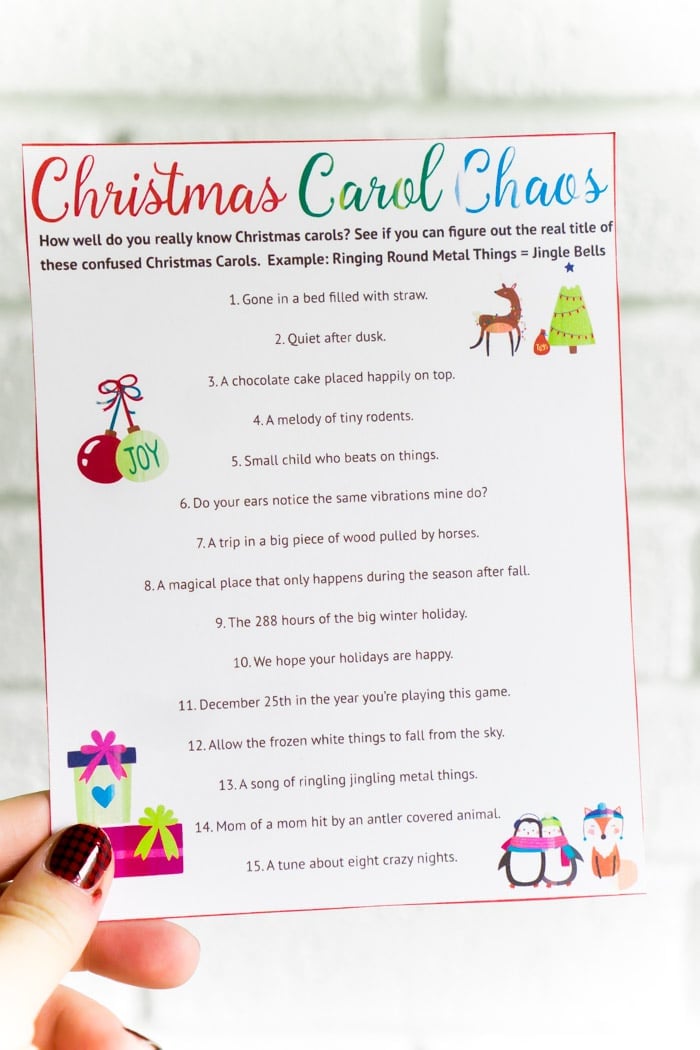 Christmas Party Hosting Tips and Free Printable Christmas Carol Chaos Game