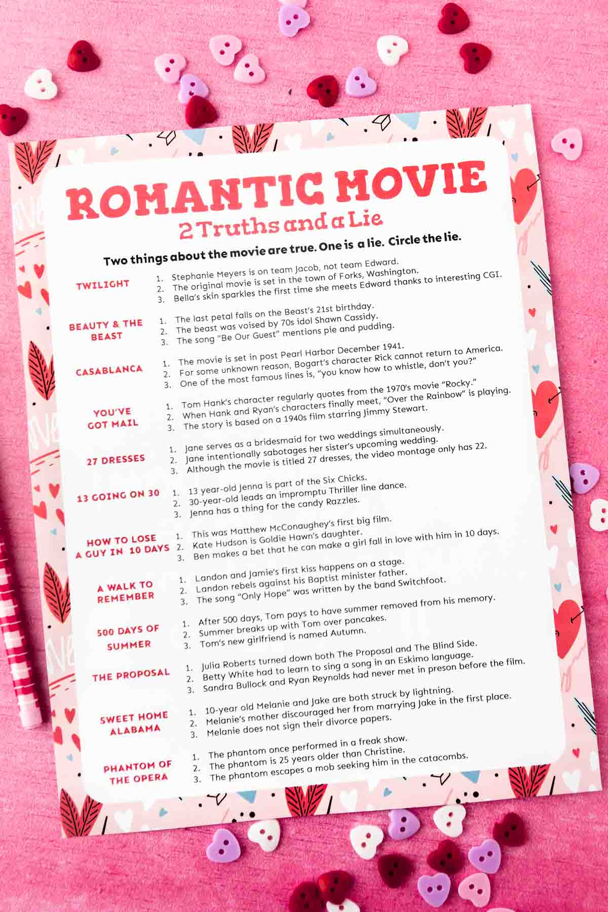 Romantic Comedy Two Truths and a Lie