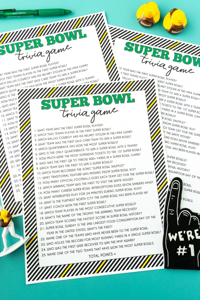 Free Printable Super Bowl Trivia Games