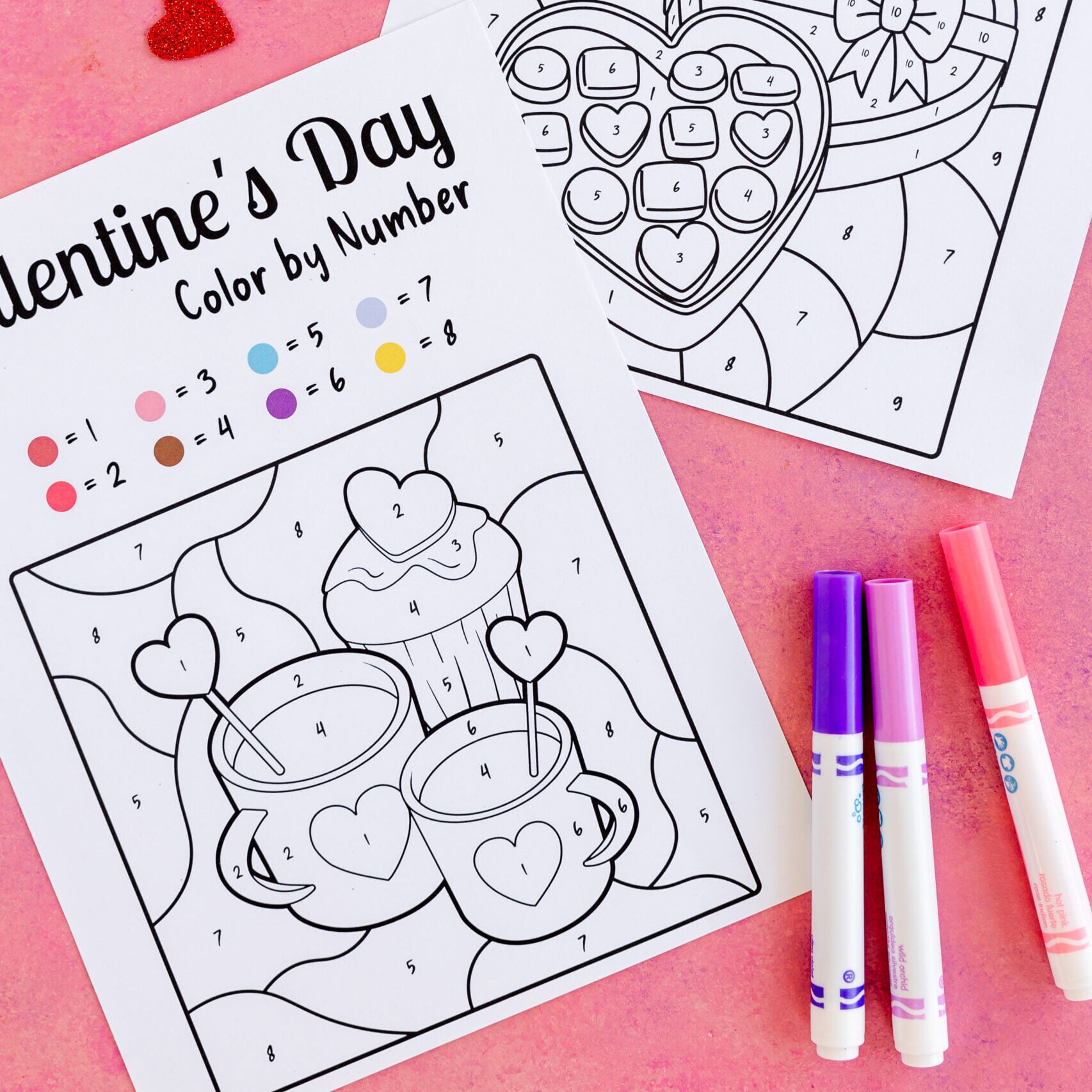Free Printable Valentine’s Day Color By Number Pages