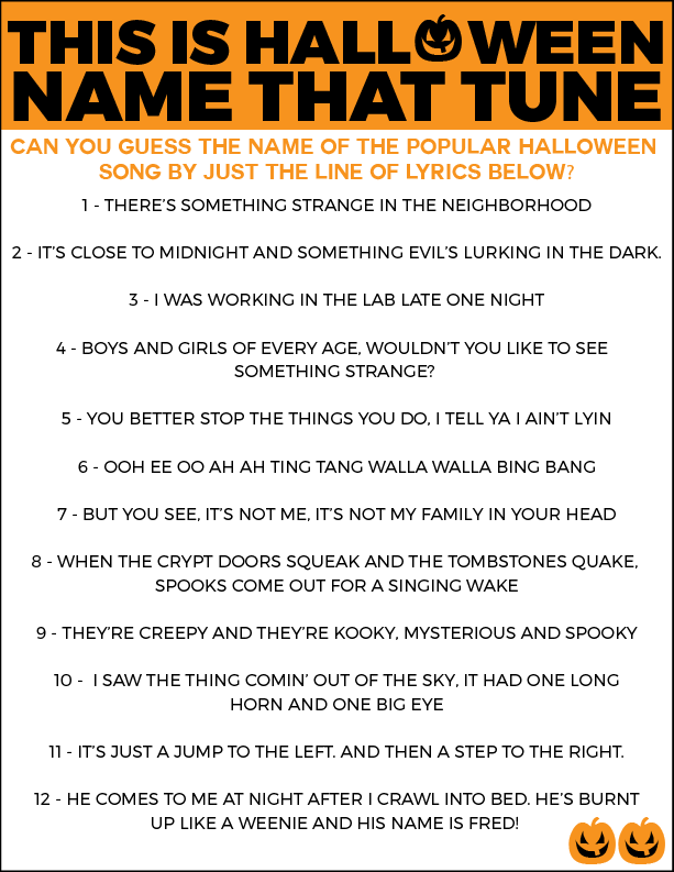 Free Printable Halloween Name that Tune Game